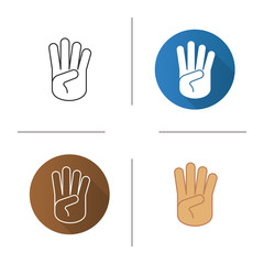 Obraz premium Four fingers hand gesture icon