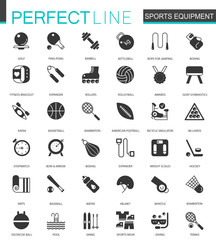 Black classic Sport equipment icons set for web