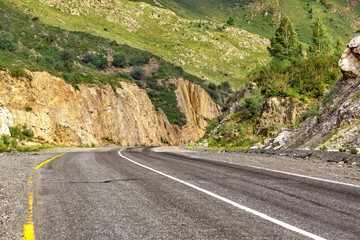 road mountains steep turn asphalt