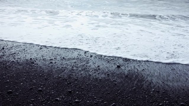 Iceland, surf on black beach. South coast, Vic