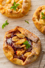 Homemade galette with plum and pears