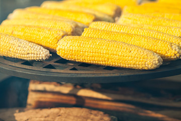 Grilled corn. Vegetable barbecue. Healthy street food.