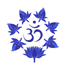 symbol om with some blossom lotus in sircle- mandala