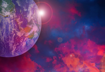 abstract Earth and sunset in space. Elements of this image furnished by NASA