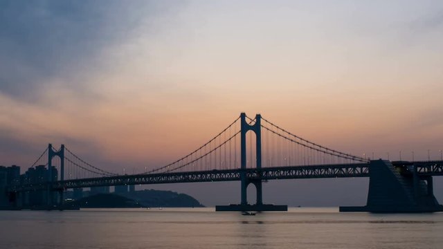 Gwangan Bridge timelapse. Busan, South Korea