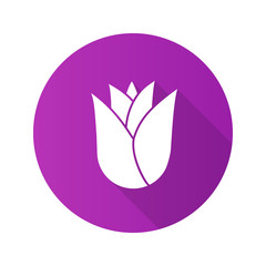 Fototapeta premium Rosebud flat design long shadow glyph icon