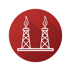 Gas towers flat linear long shadow icon