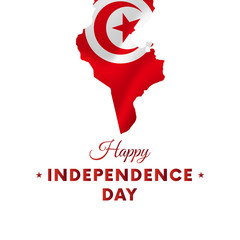 Fototapeta na wymiar Banner or poster of Tunisia independence day celebration. Tunisia map. Waving flag. Vector illustration.