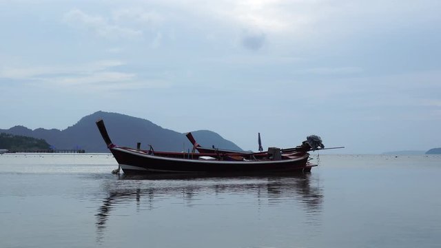 longtail fishing boats in andaman sea