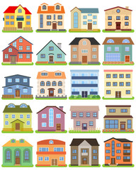 Set of private house on a white background. Vector illustration.
