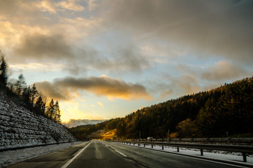 Beautiful sunset view along the road from Asahikawa to Sapporo, Hokkaido's largest city. Driving in Hokkaido is amazing, the road-trip was full with amazing view of natural scene.