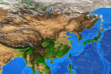 East Asia - High resolution physical map © mozZz