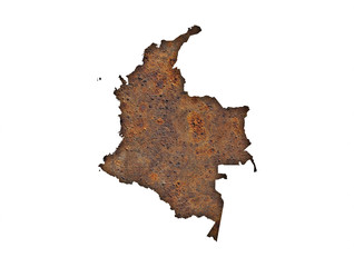 Karte von Kolumbien auf  rostigem Metall