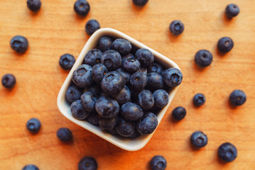 Blueberries in white ceramic bowl