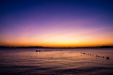 Naklejka premium Sunset from Gadeokdo-Island, Busan, South Korea