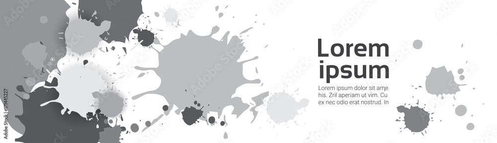 Poster abstract gray paint splash set over white background for copy space and text flat vector illustratio
