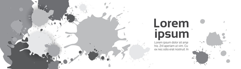 Abstract Gray Paint Splash Set Over White Background For Copy Space And Text Flat Vector Illustration