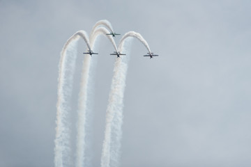 Navy airplanes in a sky on Chicago Air Show in 2017