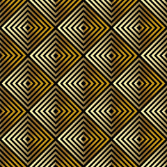 Golden Seamless abstract geometric pattern.