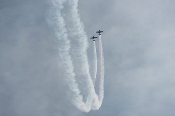 Navy airplanes in a sky on Chicago Air Show in 2017