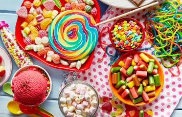 Poster Assorted, colourful kids party sweets and candy © exclusive-design