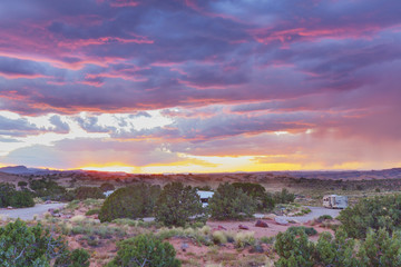 Sonnenuntergang, Sand Flats Campground, Wohnmobil, Camping