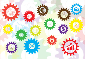 teamwork concept on the gearwheels