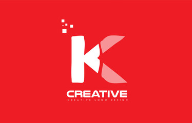 Alphabet letter K red technology white logo company design icon