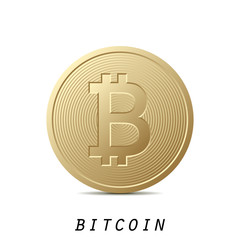 Bitcoin icon isolated on white background. Design element for Your business project. Golden bitcoin. Vector Illustration