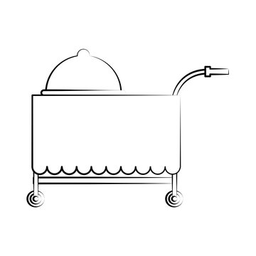 covered silver tray on cart hotel room service related icon image vector illustration design sketch style