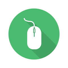 Computer mouse flat design long shadow glyph icon