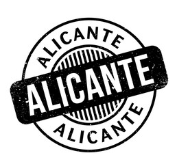 Alicante rubber stamp. Grunge design with dust scratches. Effects can be easily removed for a clean, crisp look. Color is easily changed.