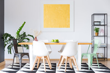 Gold painting in dining room