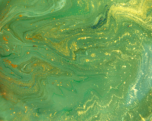 Fototapeta na wymiar Marbled abstract background. Liquid marble pattern. Colorful marble backdrop. Golden glitter texture.