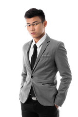 Portrait of a business man with glasses. Isolated on white background