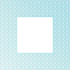 White Square Frame on light Blue Green polka dot pattern background. EPS 10, cmyk