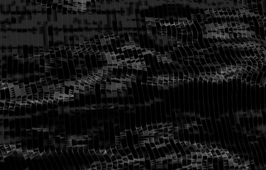 Obraz premium Abstract futuristic lines and dots grid. Intertwining web, a network of ropes, an unusual geometric black and white vector pattern.