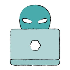 alien with laptop icon vector illustration design
