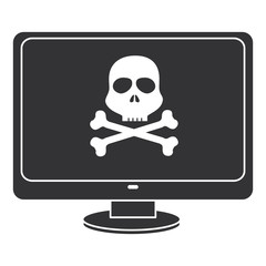 computer display with skull virus alert vector illustration design