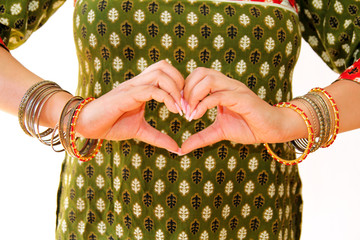 Woman Indian dance in national dress, close up. A beautiful girl portrait in shree kurta patiala...