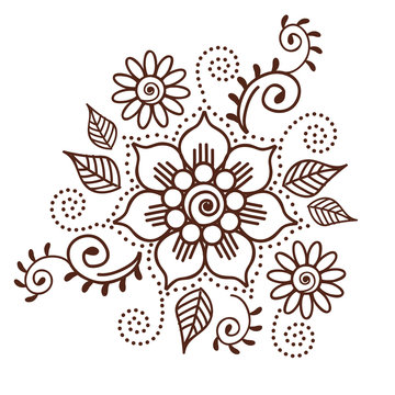 Brown Henna Flower Pattern Spiritual Illustration 1