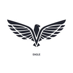 Eagle black icon, isolated on white background. Logo for your design. Vector ilustration.