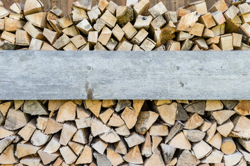 firewood /  stacked firewood with text space