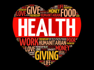 Obraz premium HEALTH heart word cloud, fitness, sport, health concept