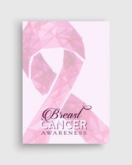 Breast cancer awareness pink low poly bow poster