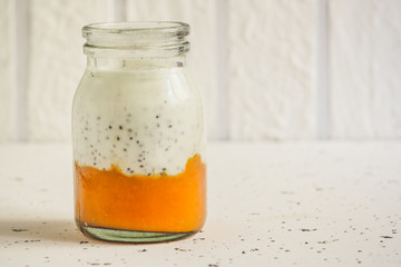 Chia seeds with yoghurt and pumpkin puree