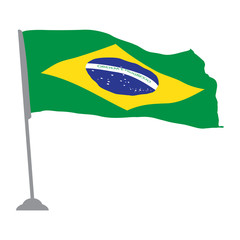 Isolated flag of Brazil on a pole, Vector illustration