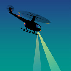 Vector Rescue helicopter night searchlight lights watching police adventure silhouette