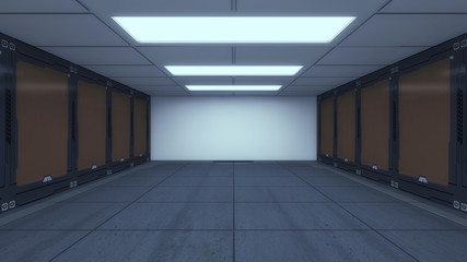 3d rendering. Futuristic interior design background