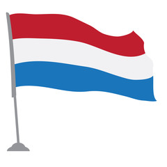 Isolated flag of the Netherlands on a pole, Vector illustration